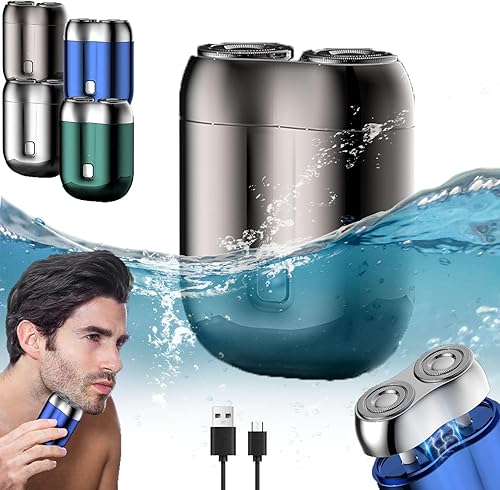 Ivyever - Maquinilla de afeitar eléctrica recargable impermeable Ipx-7, mini afeitadora eléctrica portátil unisex, mini afeitadora eléctrica