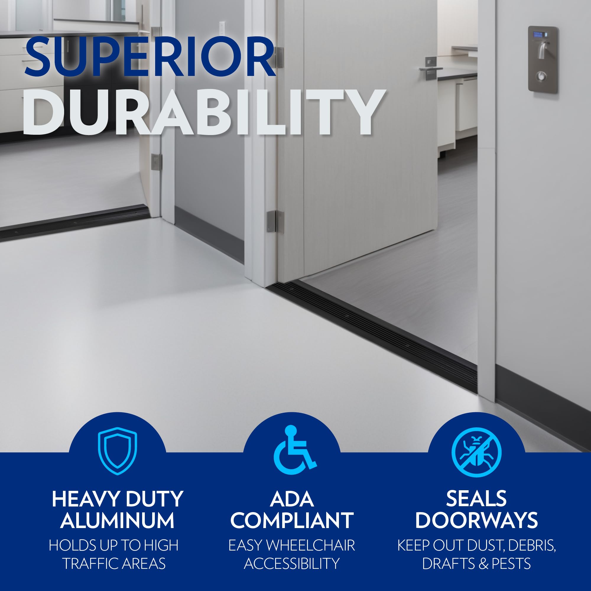 Premium Door Threshold - Door Saddle Flat Utility ADA Wheelchair Compliance - Aluminum See More Options Aluminum, 10" Wide X 36" Long - View #9