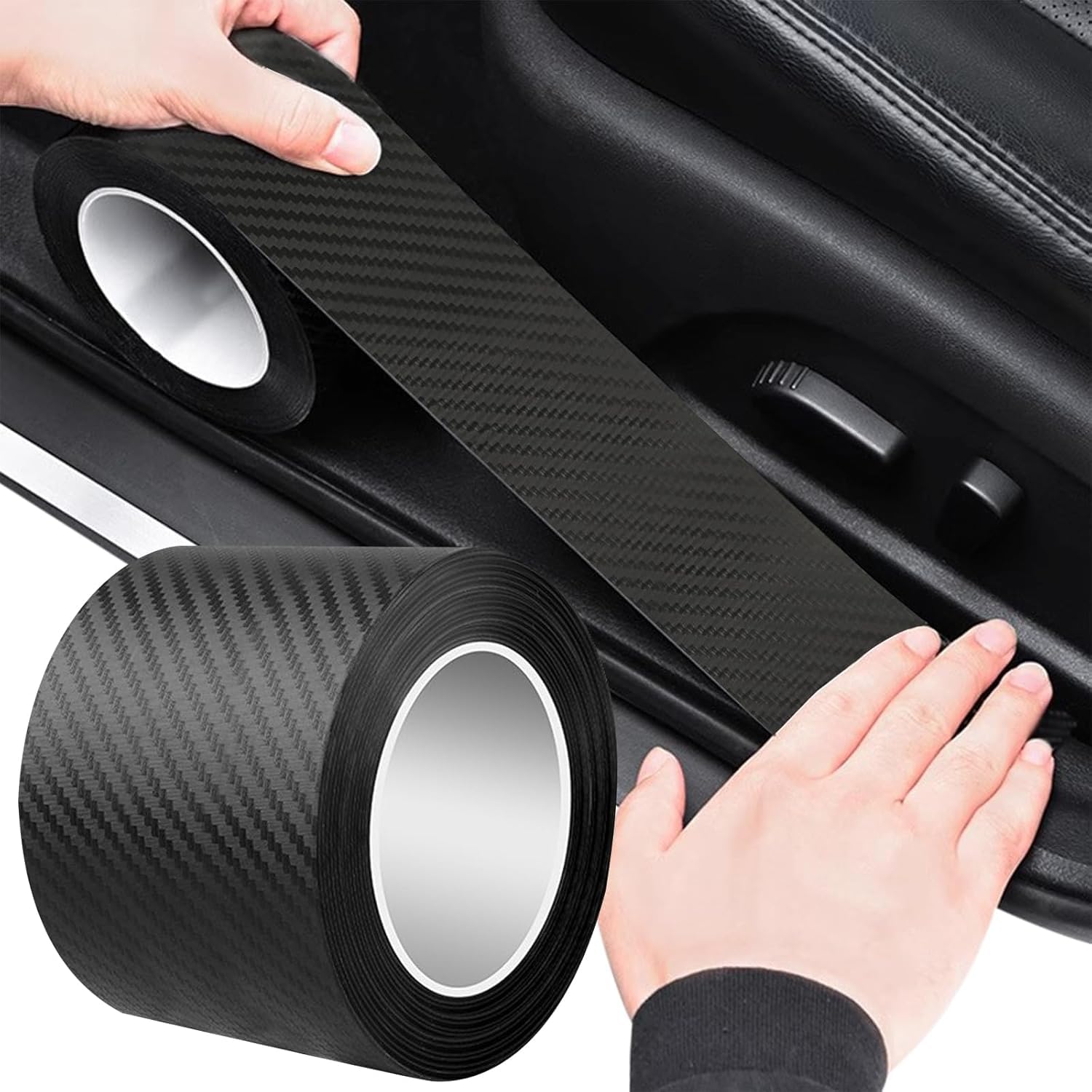 WENPANGPANG Car Rear Bumper Protector for Lancia Ypsilon 2025 2024, Boot Sill Guard Scratch Cover Trim Carbon Fibre Door Entry Edge Paint Protection Film Strip 1Pc