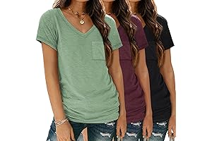 Pack of 3 Women's V-Neck T-Shirts for the Summer and Every Season