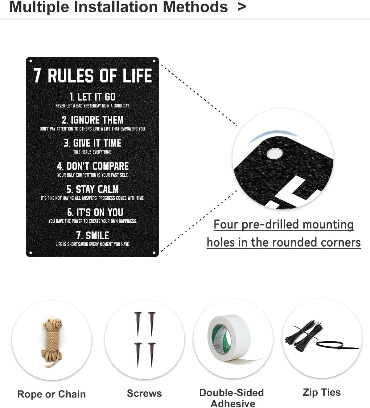 ALKB Inspirational Wall Sign 8x12", 7 Rules of Life Motivational Decor image 5