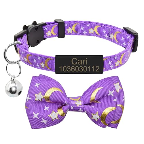 SARUEL Collar De Gato con Lazo Bonito Personalizado,Etiqueta De Nombre,Placa De Identificación…