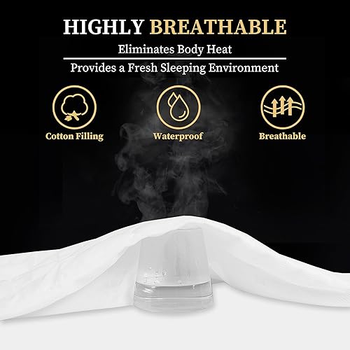 Miniatura 5 de Protector de colchón impermeable acolchado tamaño individual XL, protector de colchón transpirable, relleno suave de alta calidad, sin ruido, 8-21