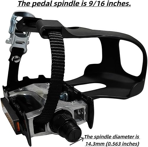 Miniatura 2 de YBEKI Pro-Grade Spin Bike Pedals with Toe Clips & 4D Adjustable Straps - 9/16" Alloy Spindle for Mountain Road Bikes/Peloton/Schwinn/Sunny Bikes |