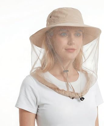Mosquito Head Net Hat, Gardening Bug Hats with Netting, Sun Boonie Bucket Hat for Beekeeping Fishing Hiking