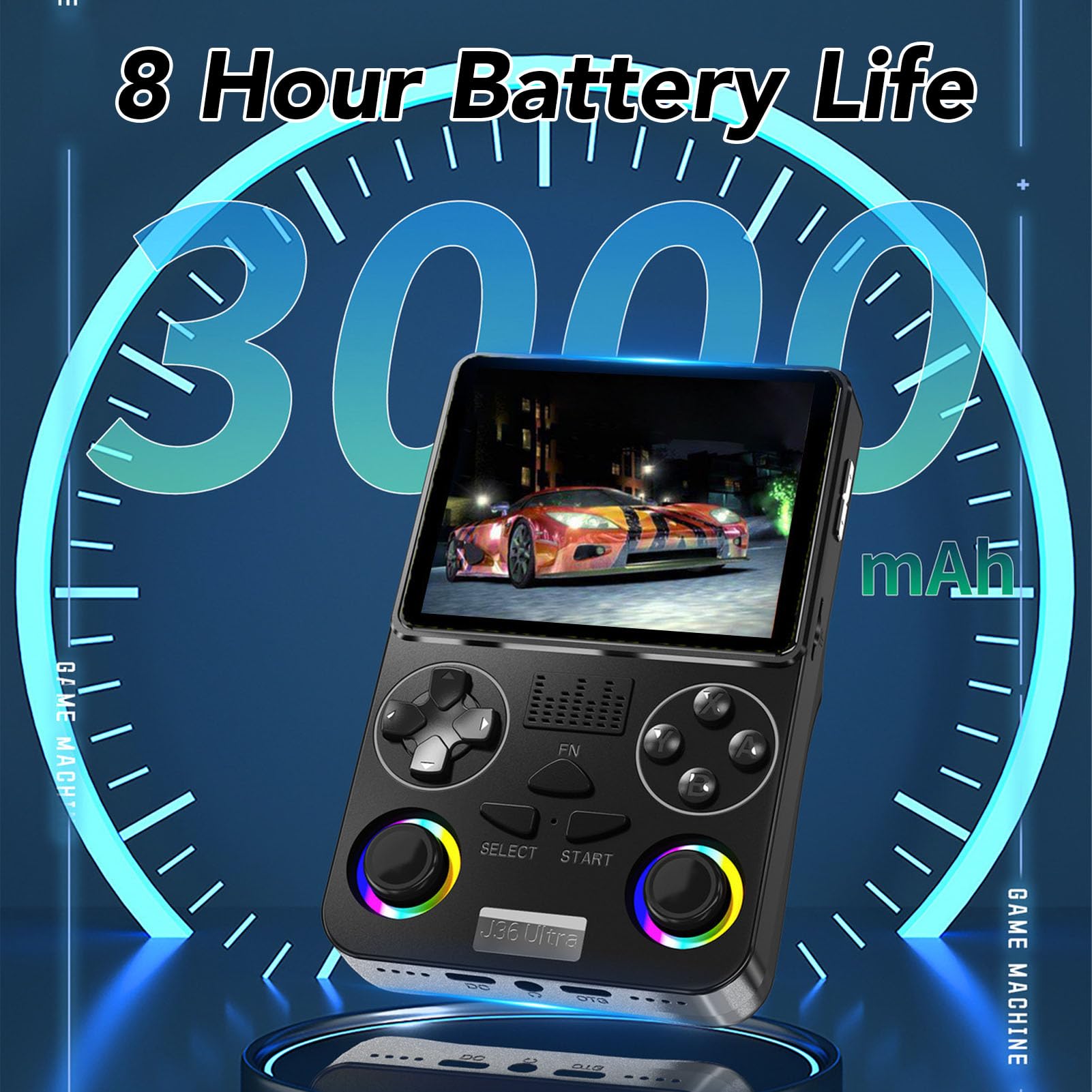 Annadue Vernetzte Handheld-Spielekonsole mit 4-Zoll-Bildschirm, 3000-mAh-, Optimiertes Design (Black)