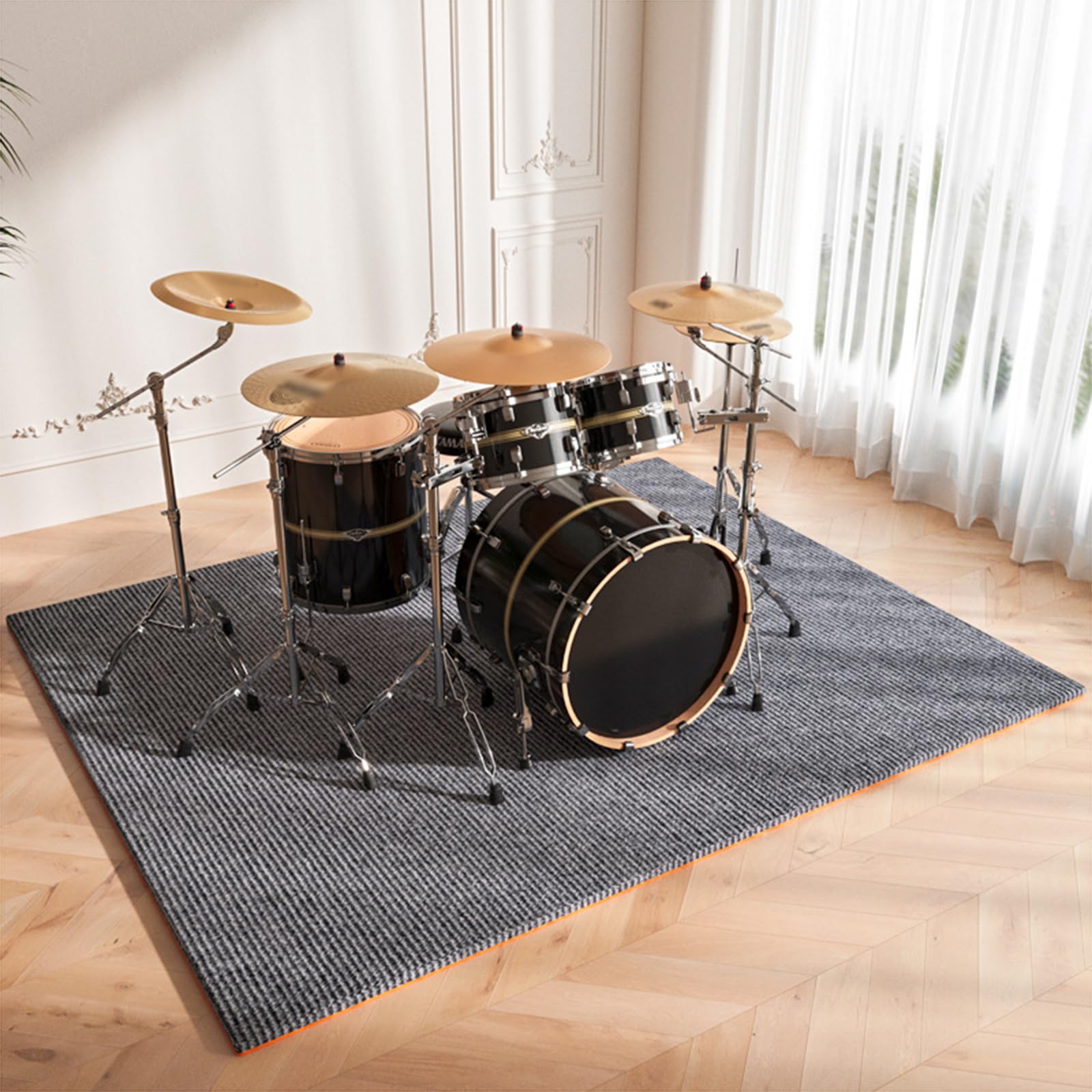 Tapis pour Batterie Antidérapant Tapis De Tambour Insonorisé Rectangle Tapis pour Batterie Et Percussions Antidérapant pour Grosse Caisse Claire Et Autres Instruments De Musique,A,160x120cm