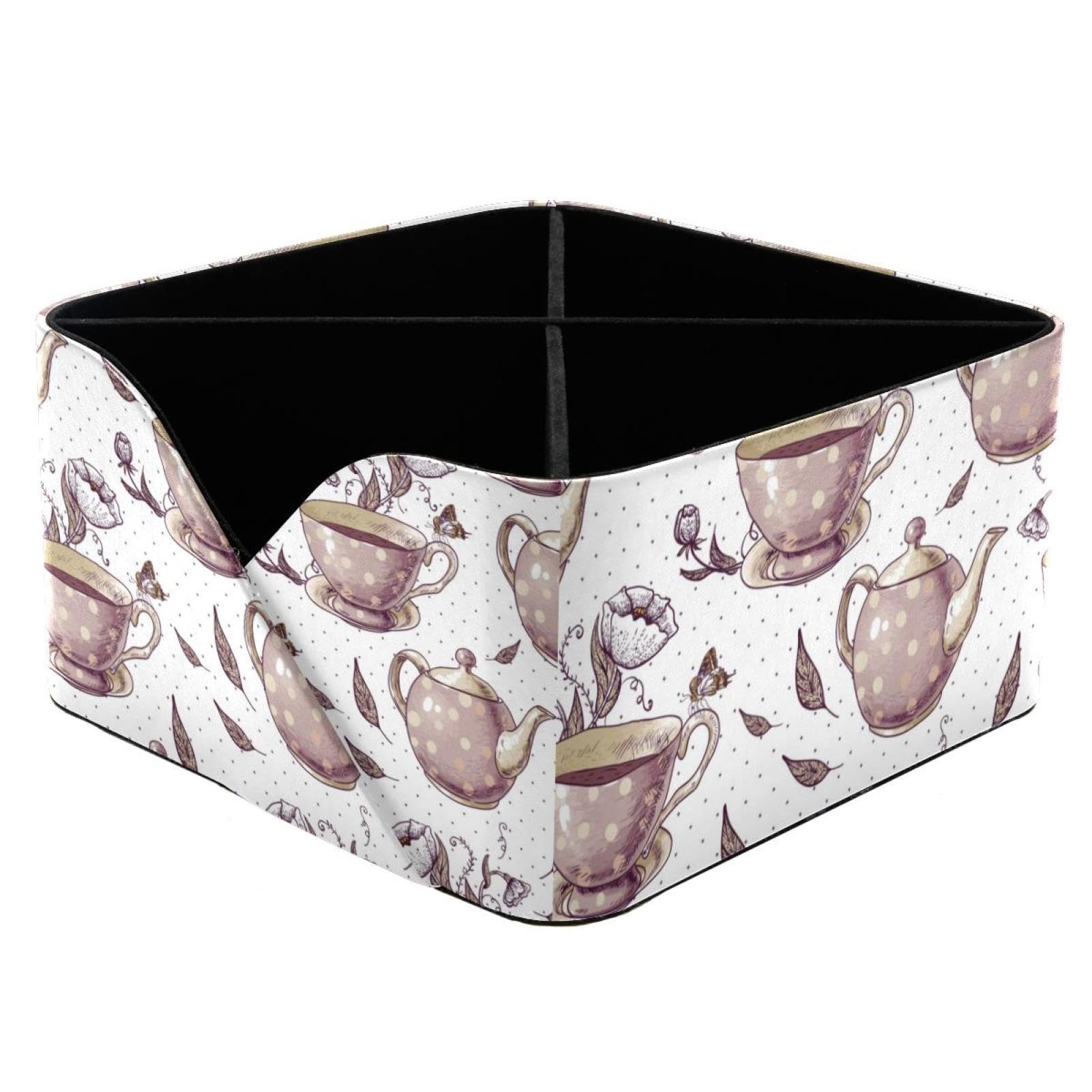Théières et tasses à fleurs pot de rangement bureau 4 compartiments pour trier vos crayons