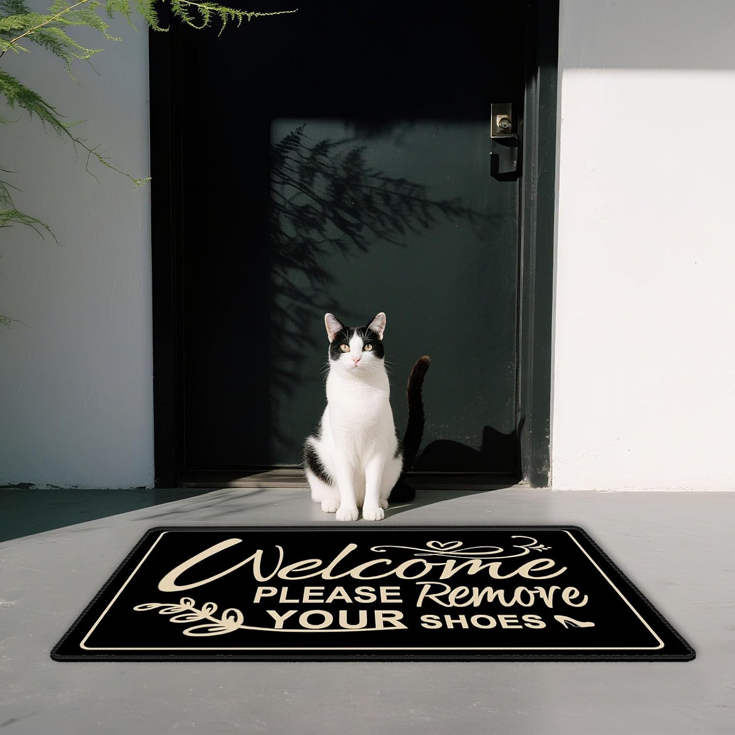 Welcome Please Remove Your Shoes Door Mat 30x17 Inch Funny Mat Cute Doormat Indoor Entrance with Non Slip Beautiful Color and Sizing uses Bathroom Home Decor