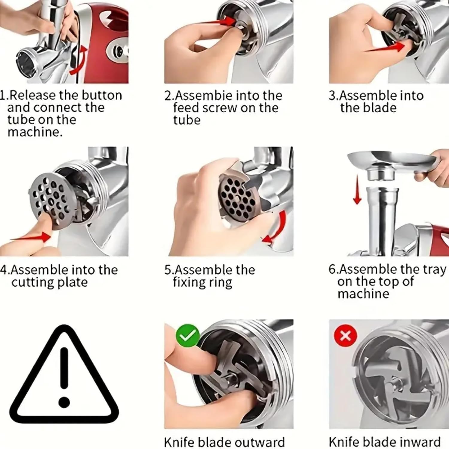 Electric Meat Grinder, 3000W Meat Grinder Home Kitchen 3 Different Cutting Plate Electric Sausage Stuffer Mincer Machine Kit with Stainless Steel Blades and Sausage Nozzle (Black)