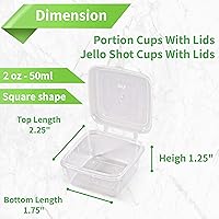 Vista 4 de Recipientes de 4 onzas y 2 onzas con tapas (paquete de 200), pequeños recipientes de plástico para condimentos con tapas, vasos de gelatina, tazas