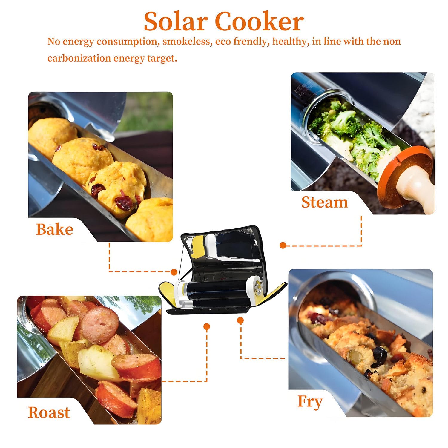 Kuchenka solarna do gotowania na świeżym powietrzu o dużej pojemności 4,5 l, przenośna kuchenka solarna, łatwy w użyciu piekarnik solarny z termometrem, przenośny piekarnik solarny