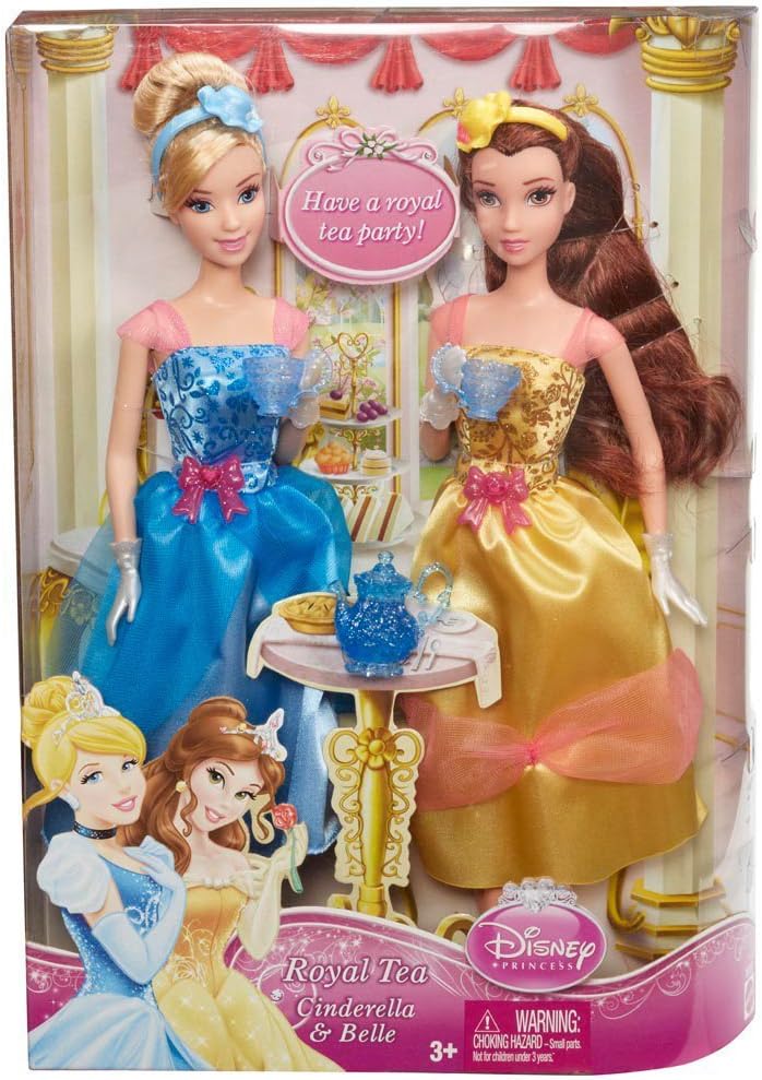 Mattel Disney Princess Tea Time Belle and Cinderella Doll Gift Set
