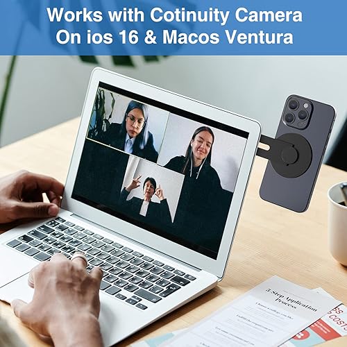 Miniatura 3 de Continuity - Soporte magnético para teléfono portátil - Adaptador de cámara de continuidad ajustable de 180 compatible con MagSafe para iOS 16 y
