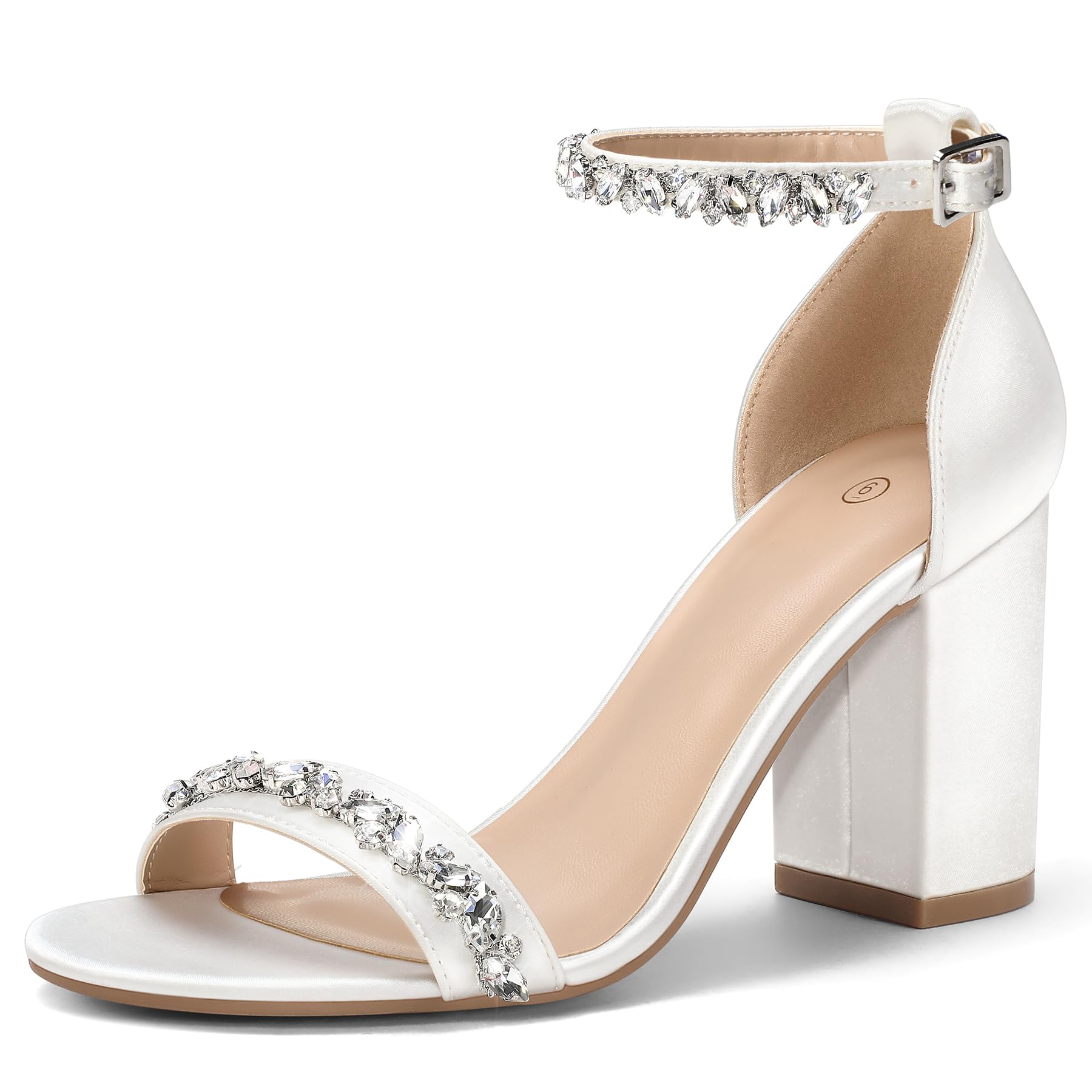 COASIS Women's Chunky Block Heels Open Toe Ankle Strap Heeled Sandals | 3.5" High Heel, 3MM Latex Midsole, Non-Slip Rubber Sole, Comfortable Walking, Wedding, Work & Party Wear
