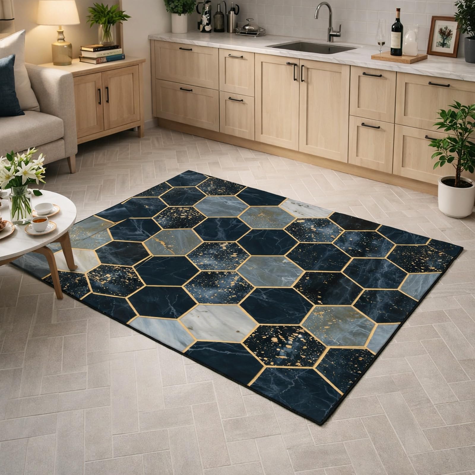 Alfombras lavables de 120x160 cm con diseño geométrico moderno Rururug