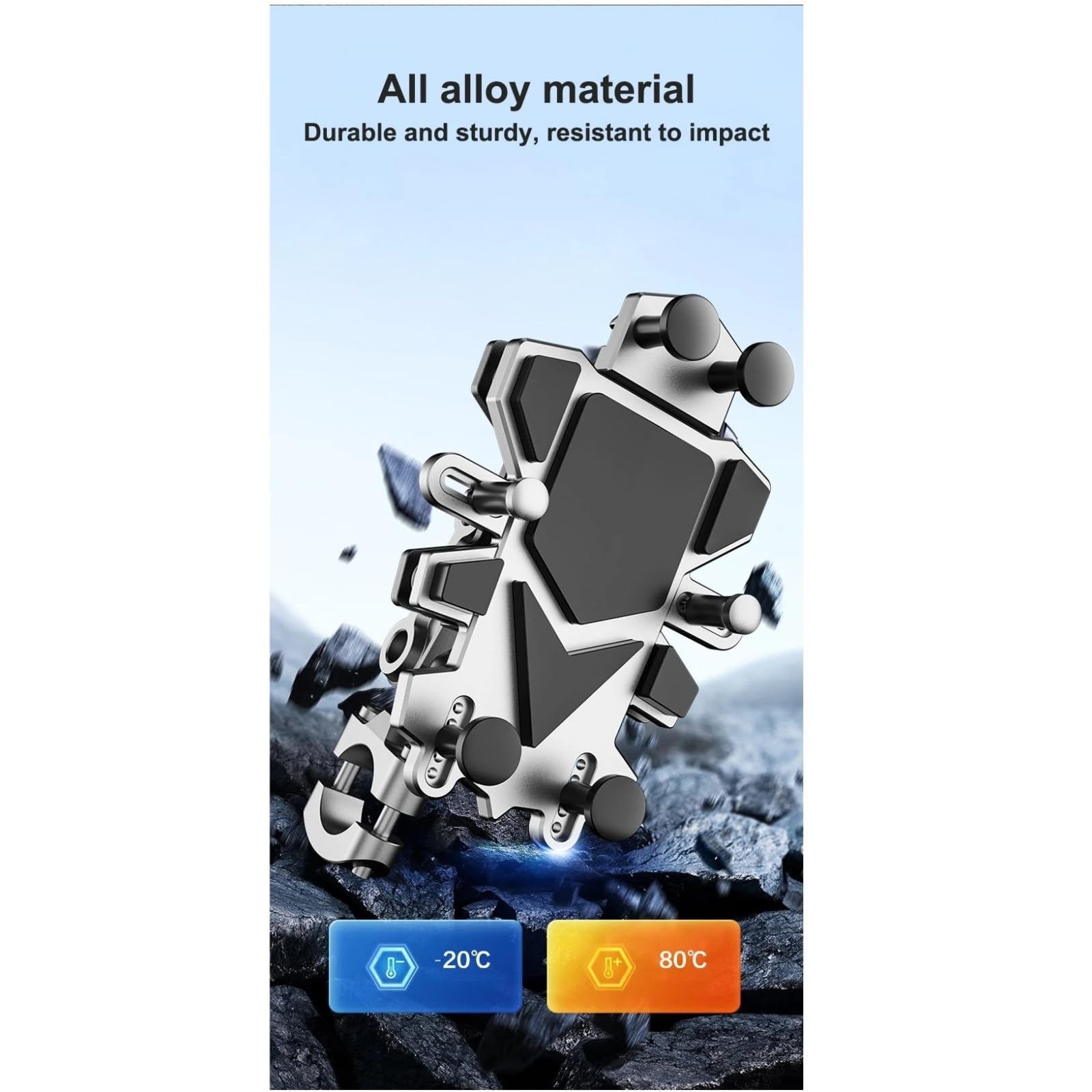 Supporto Universale Per Telefono Da Moto, In Lega, Antiurto, Rotazione A 360°, Clip GPS Per Moto, Supporto Per Telefono Cellulare Porta Smartphone Moto(A008-Rearview mirror)