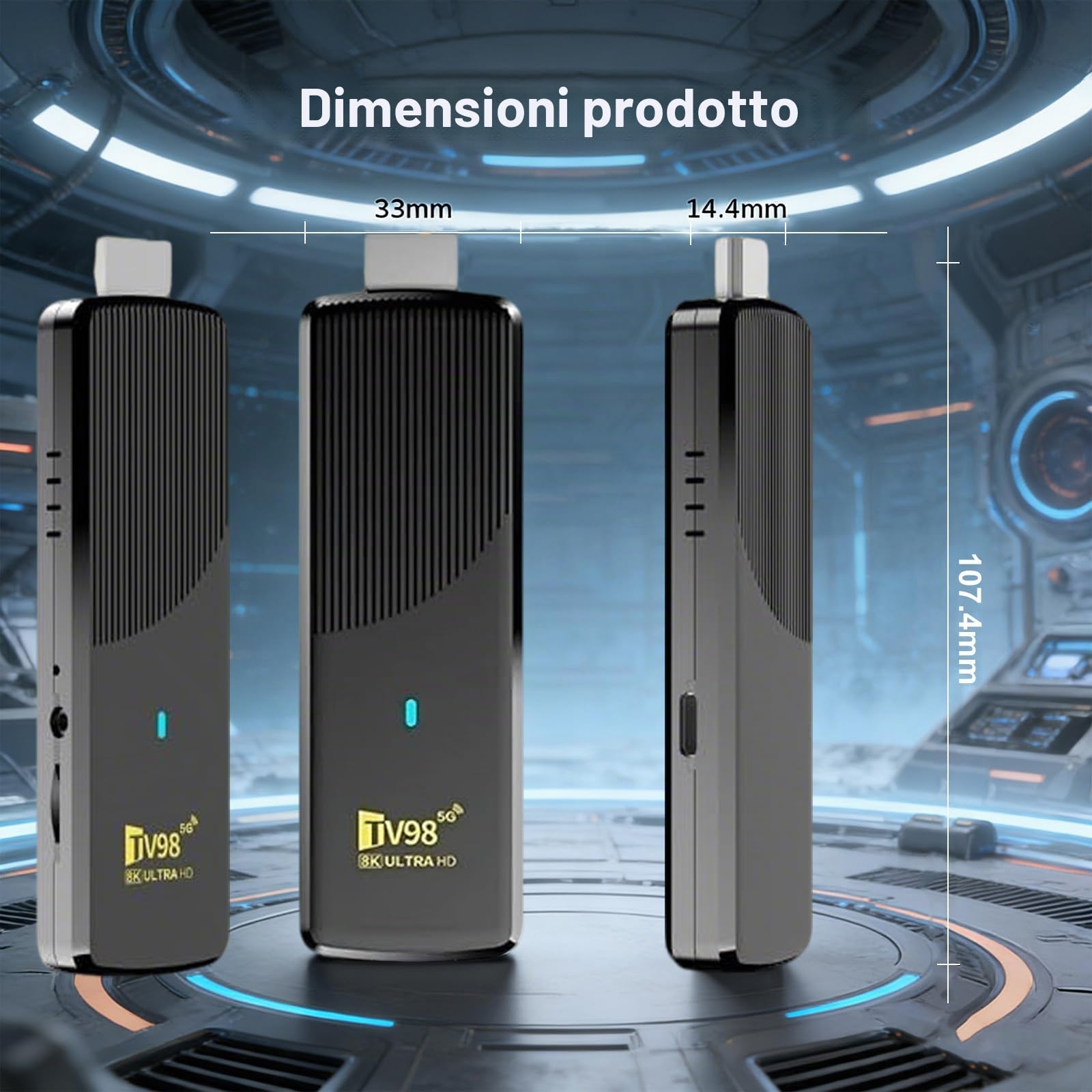 Streaming Android 14.0 TV Stick Supporta 2.4G/5G Wi-Fi Bluetooth, telecomando vocale, HDMI, 5.0 Android TV Stick 8K Ultra UHD 16 GB RAM 256 GB ROM, lettore multimediale portatile in streaming