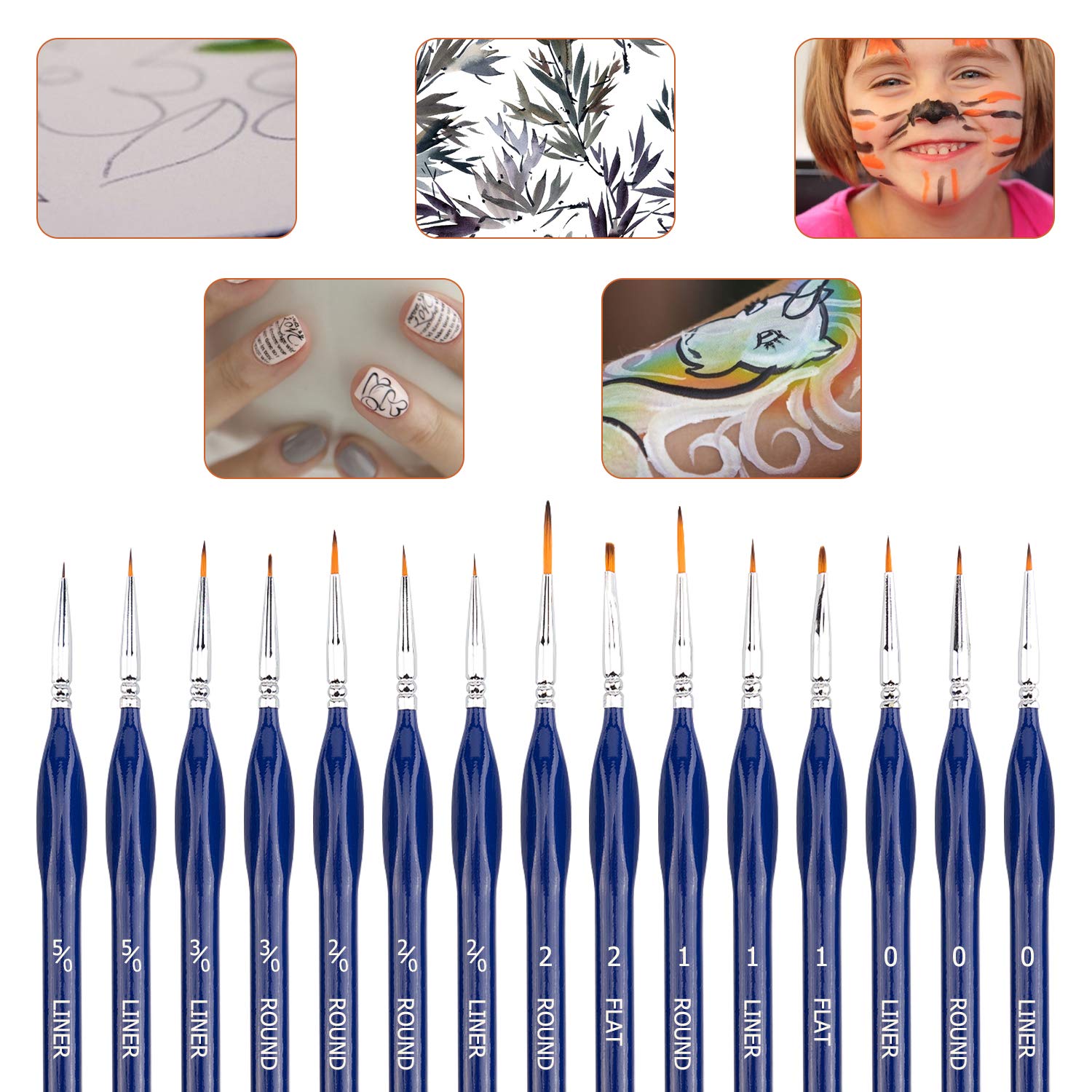 Duoleimi Lot De 18 Pinceaux Fins - Set Pinceaux Acryliques Pour Peinture Par Numéro, Nail Art Et Modélisme