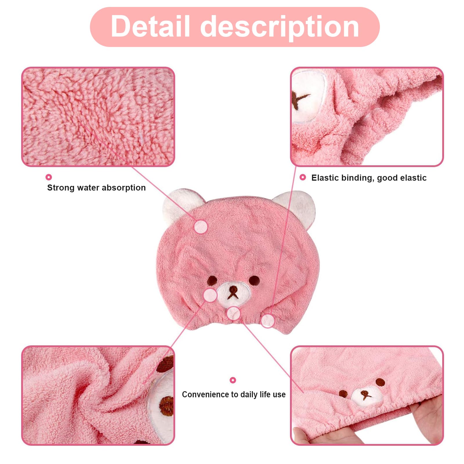 3 Pezzi Asciugamano per Capelli, Turbante Asciugacapelli, Asciugamani Capelli Turbante per Bambini, Super Assorbente, Asciugatura Rapida Aciugamani In Microfibra per Capelli Corti e Lunghi