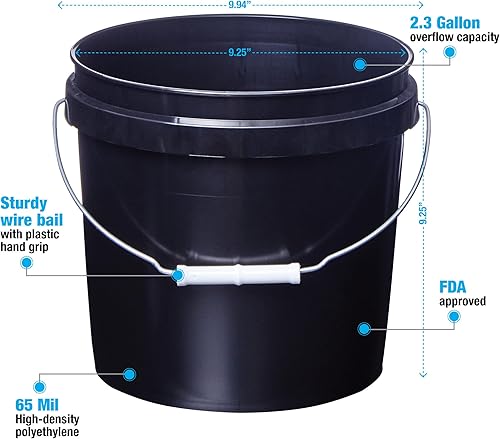 Miniatura 2 de Consolidated Plastics Cubos de grado alimenticio de 2 galones y tapas de sellado gamma almacenamiento de contenedores sin BPA cubos de polietileno