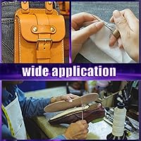 Vista 7 de Swpeet Kit de punzón y aguja de cuero de lona portátil, 19 piezas, con cordón encerado de nailon, surtido de dedales, herramientas de mango de cobre