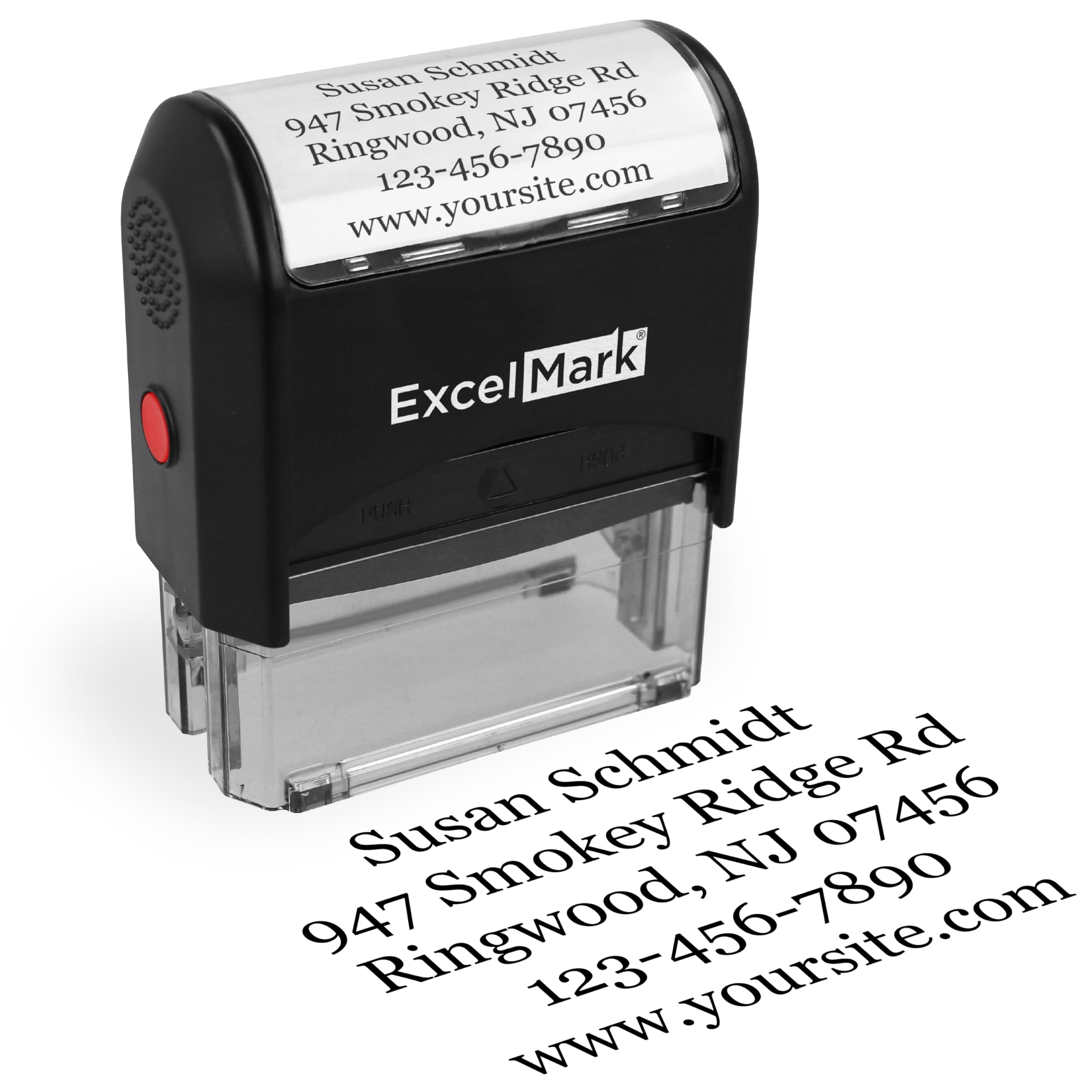 ExcelMark Custom Stamp – Clear & Crisp Impressions – Personalized Self-Inking Rubber Stamp – Use for Address Stamp and More (Extra Large)