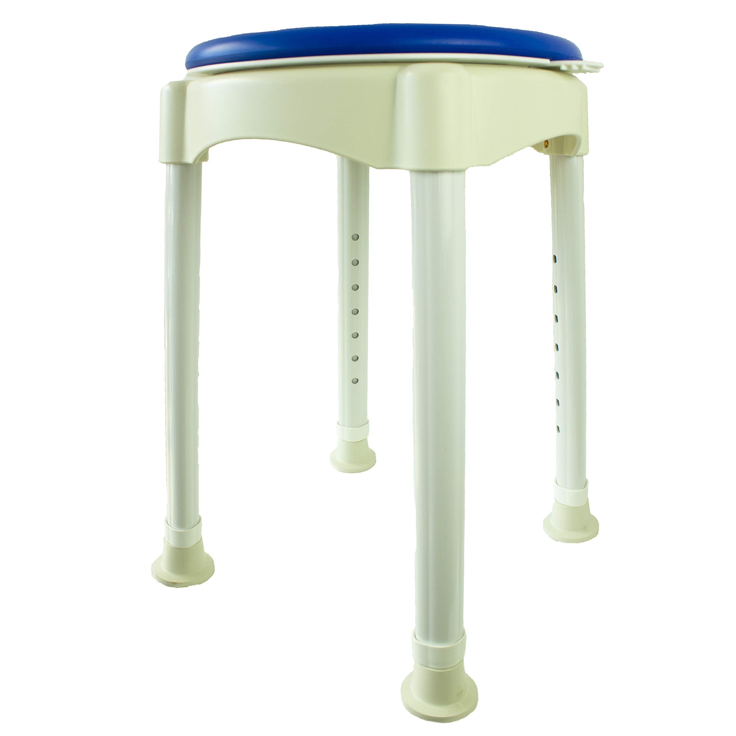 Mobiclinic, Taburete de baño Redondo Giratorio, Arrecife, con ventosas, Rotación 360º, Marca española, Regulable en Altura, Ducha, Patas Antideslizantes, Portátil