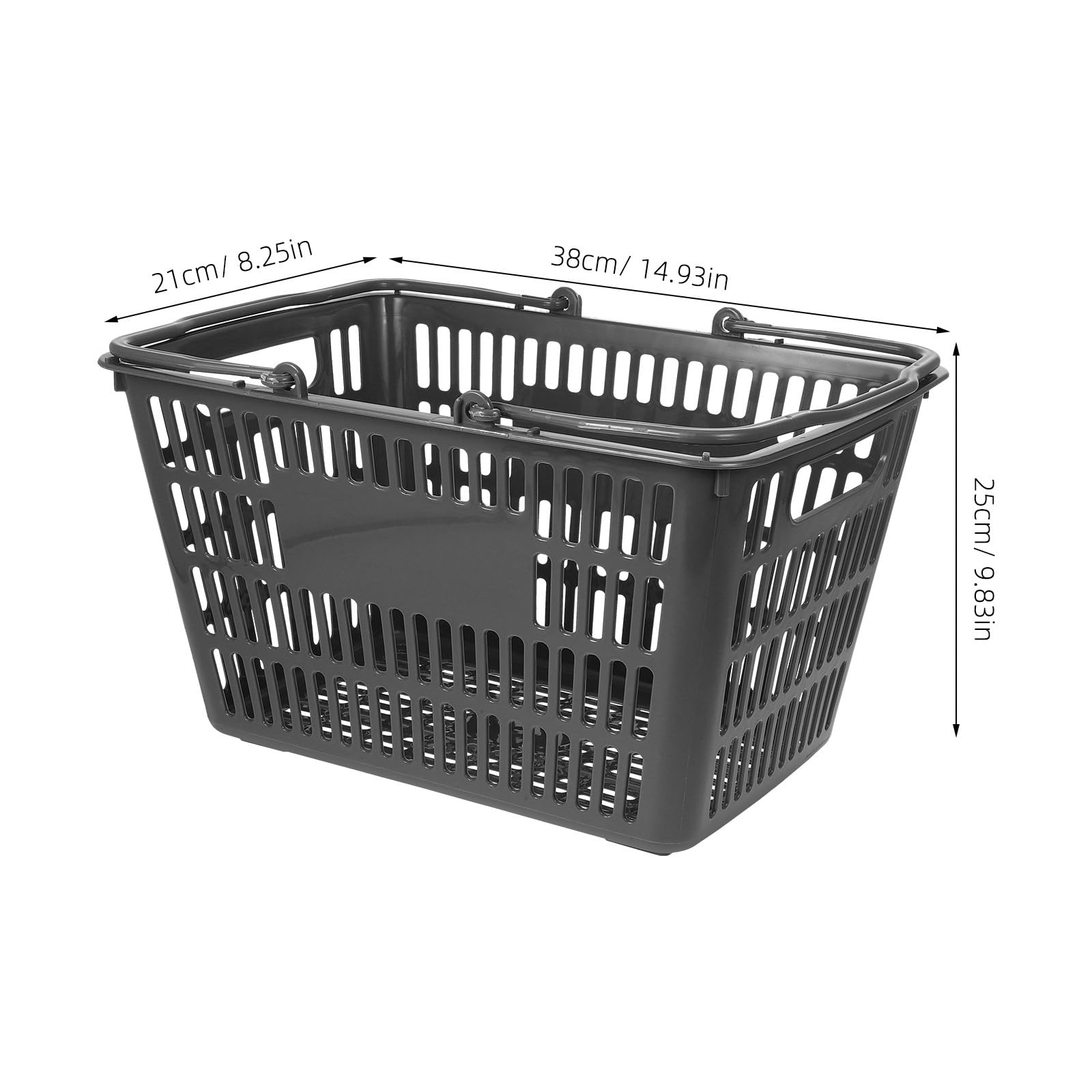 Healeved Tragbarer Aufbewahrungskorb Kunststoff 18l mit Klappbaren Griffen Organizer für Badezimmer Toilettenartikel und Küchengewürze Grauer Einkaufskorb für Supermarkt und Haushalt