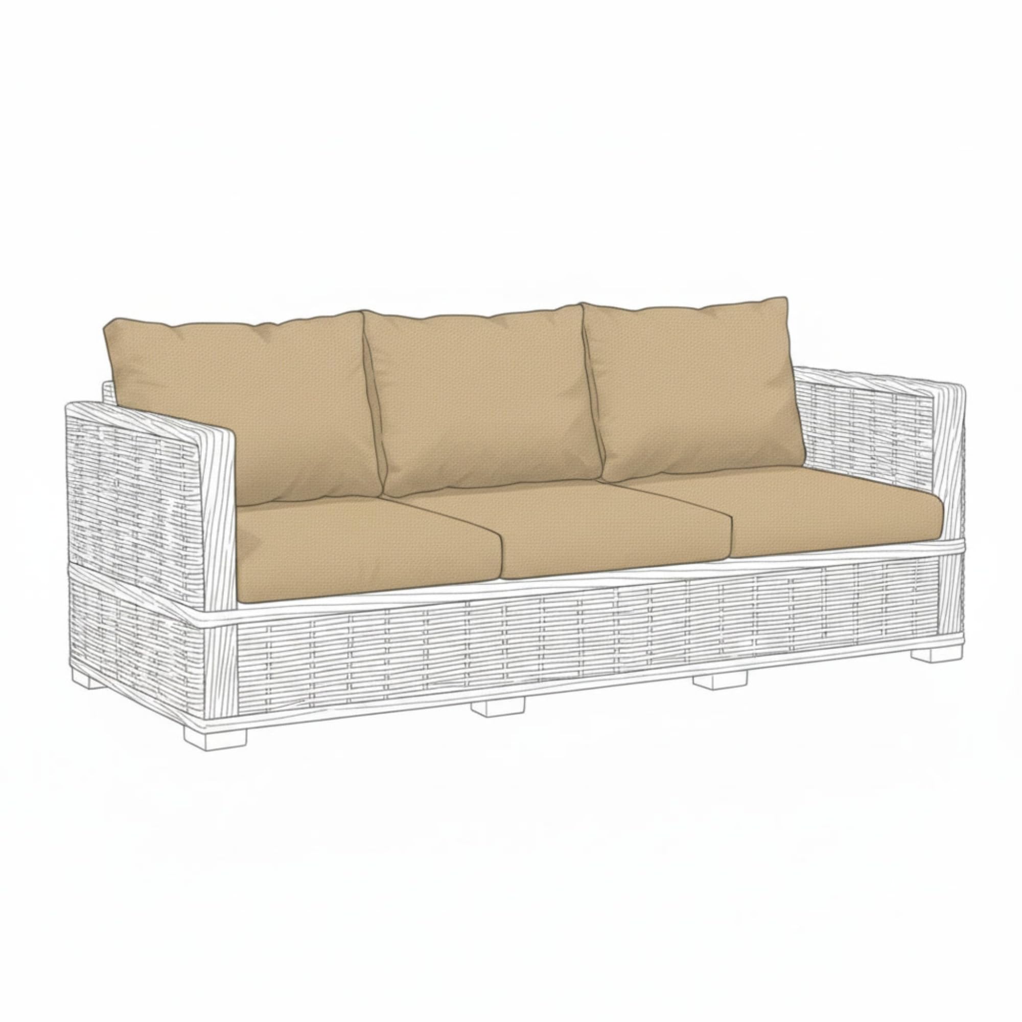 Kosiproducts Replacement Rattan Cushion Seat Cushions Garden Patio Furniture [Beige, 3 Seats + 3 Cushions] - Furntiure Not Included