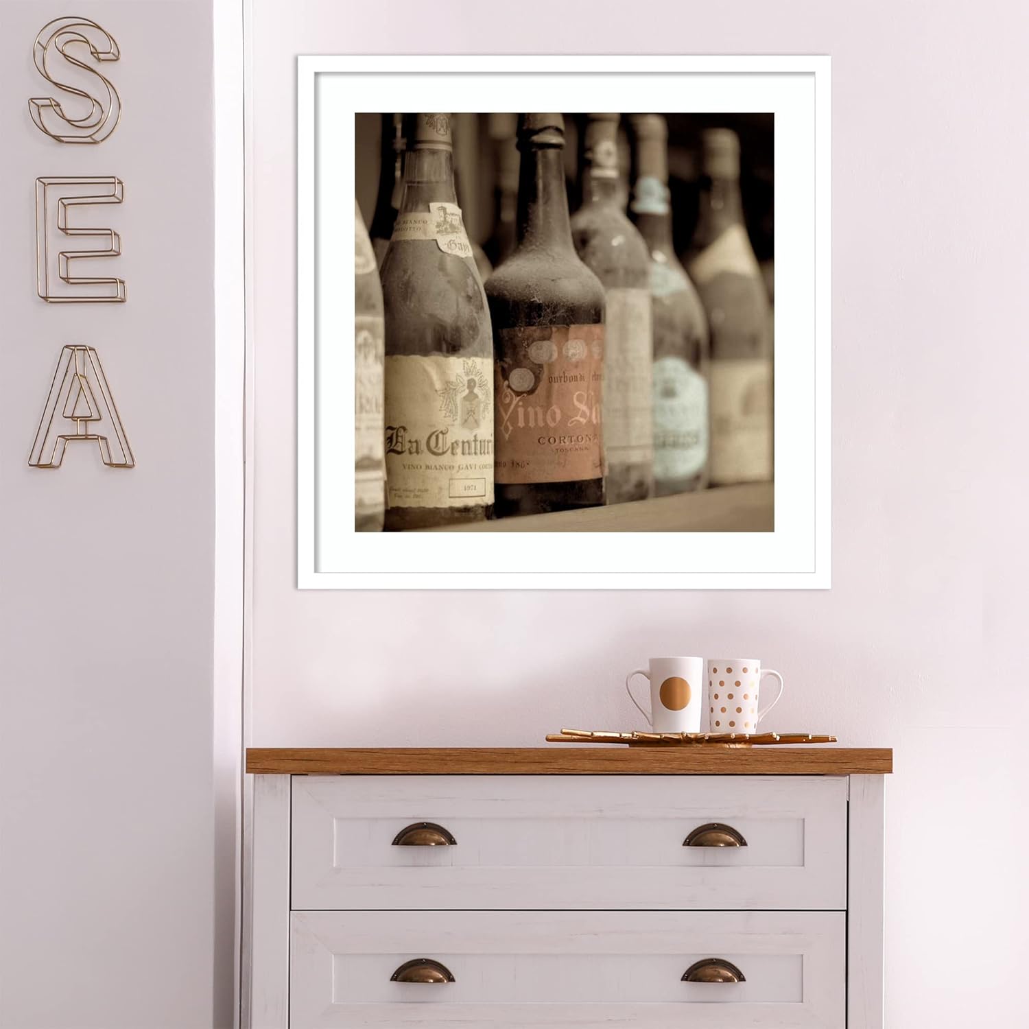 Amanti Art Framed Wall Art Print 25x25 Enoteca a Cortona No 1 by Alan Blaustein, Cuisine Wall Art, Vintage Decor, Medium Poster Painting Artwork for Living Room, Bedroom, Bathroom, Kitchen, Office or