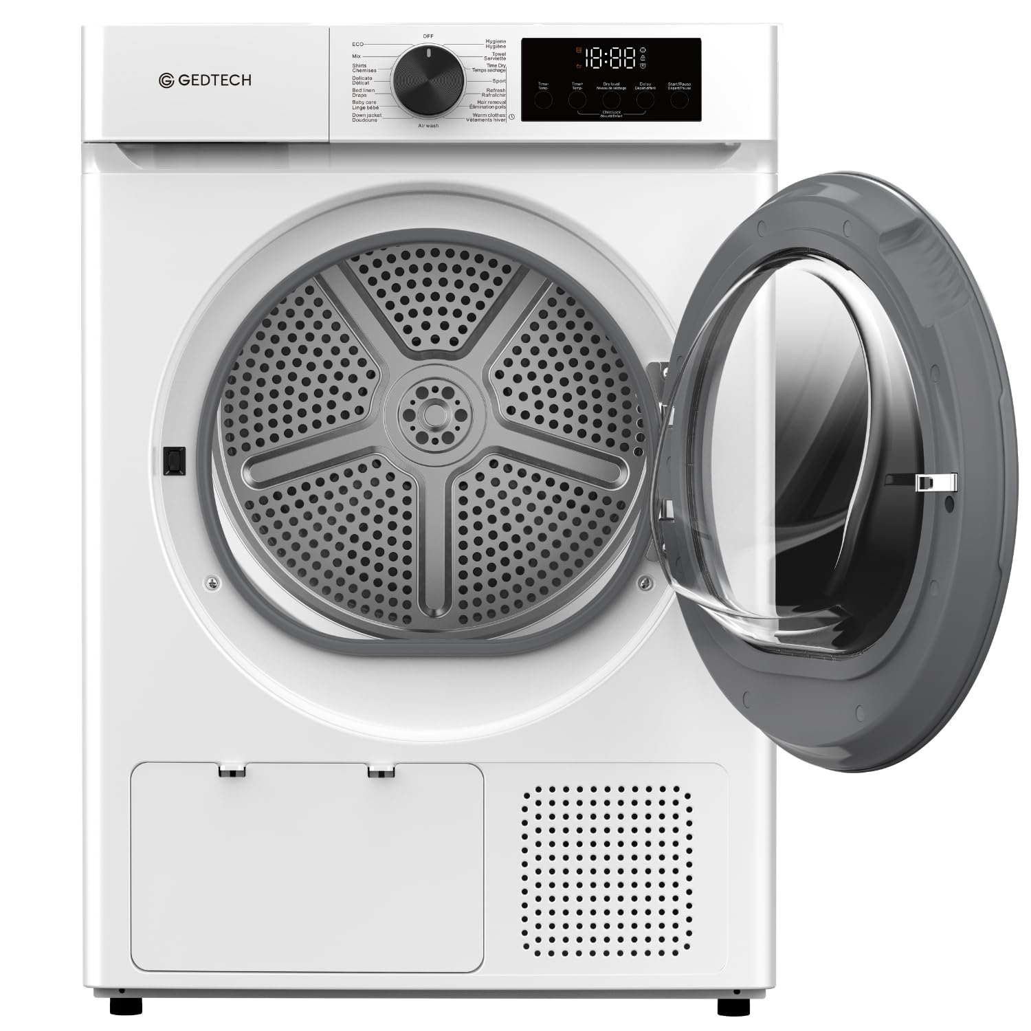 GEDTECH Sèche-linge pompe à chaleur SL9HPE 9 Kg 16 programmes Départ différé Grande capacité