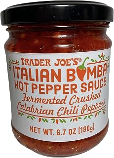 Trader Joe's Italian Bomba Hot Pepper Sauce Fermented Crushed Calabrian Chili Peppers (Pack of 1)