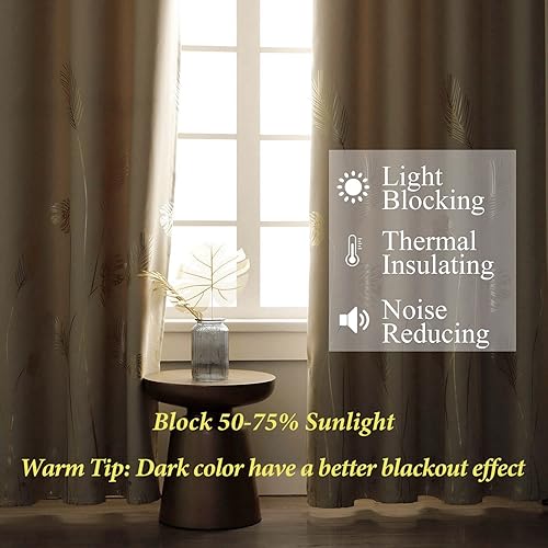 Miniatura 6 de Estelar Textiler Cortinas opacas con hojas de palmera, cortinas de ahorro de energía para oscurecer la habitación, cortinas de ventana para sala, 38