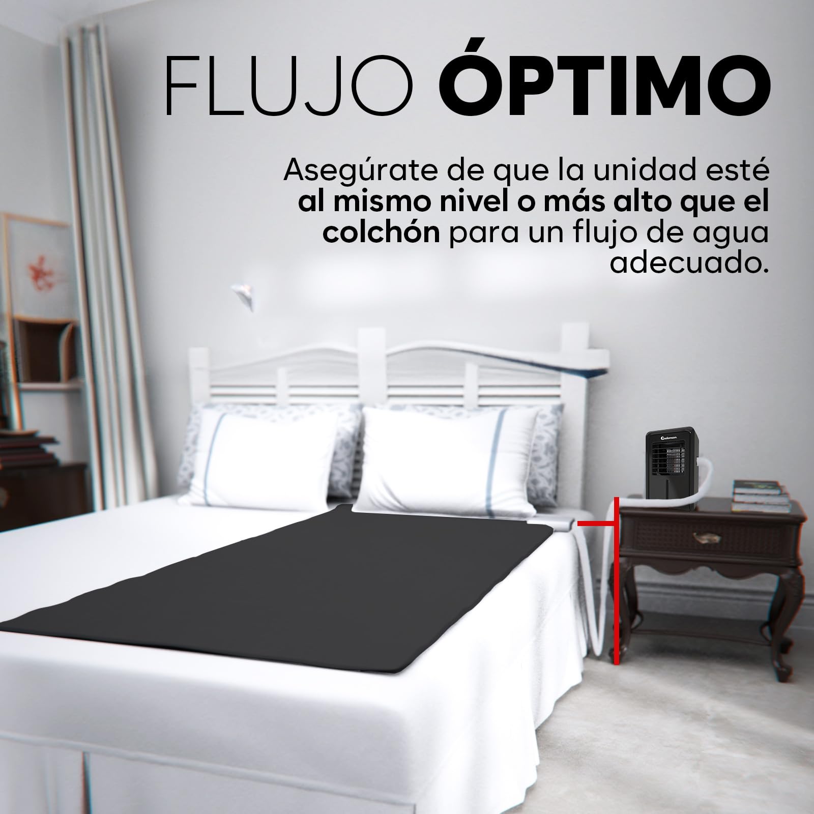 Adamson B10 Bed Cooling System - Twin 190x100cm - Algodón Colchón Refrescante para Sudores Nocturnos - Enfriador de Cama con Agua Ideal - 5 Años de Protección - Negro Medianoche