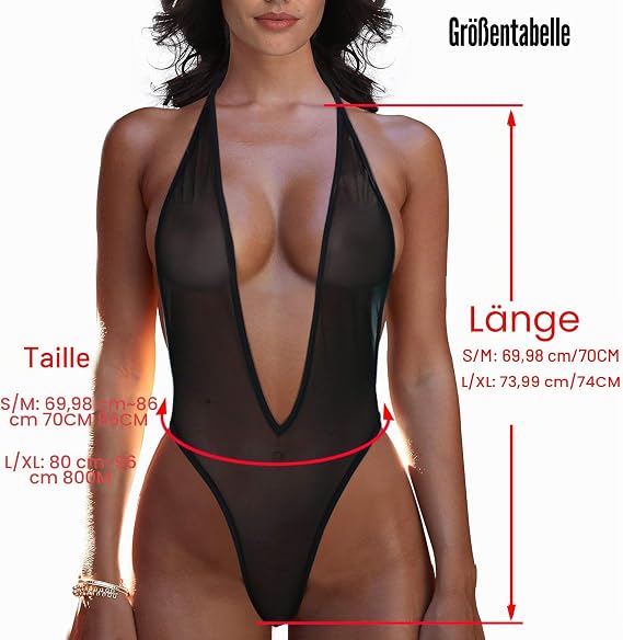 SHERRYLO Women Sheer One Piece Thong Swimsuit Sexy Plunging See Through Monokini High Cut Bodysuit Sexy Mesh Lingerie