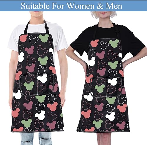 Miniatura 4 de CMNIM Bonito delantal de anime con bolsillos, delantal mágico de cocina para el hogar, regalo para amantes de los ratones