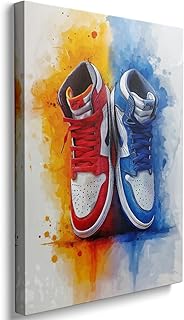 Ypxzzj Graffiti Sneaker Poster Canvas Wall Art for Boy’s Room,Trendy Sport Shoe Artwork for Gym Wall Decor,Hypebeast Shoe Picture for Home Decor Framed Ready to Hang (12''x16'')