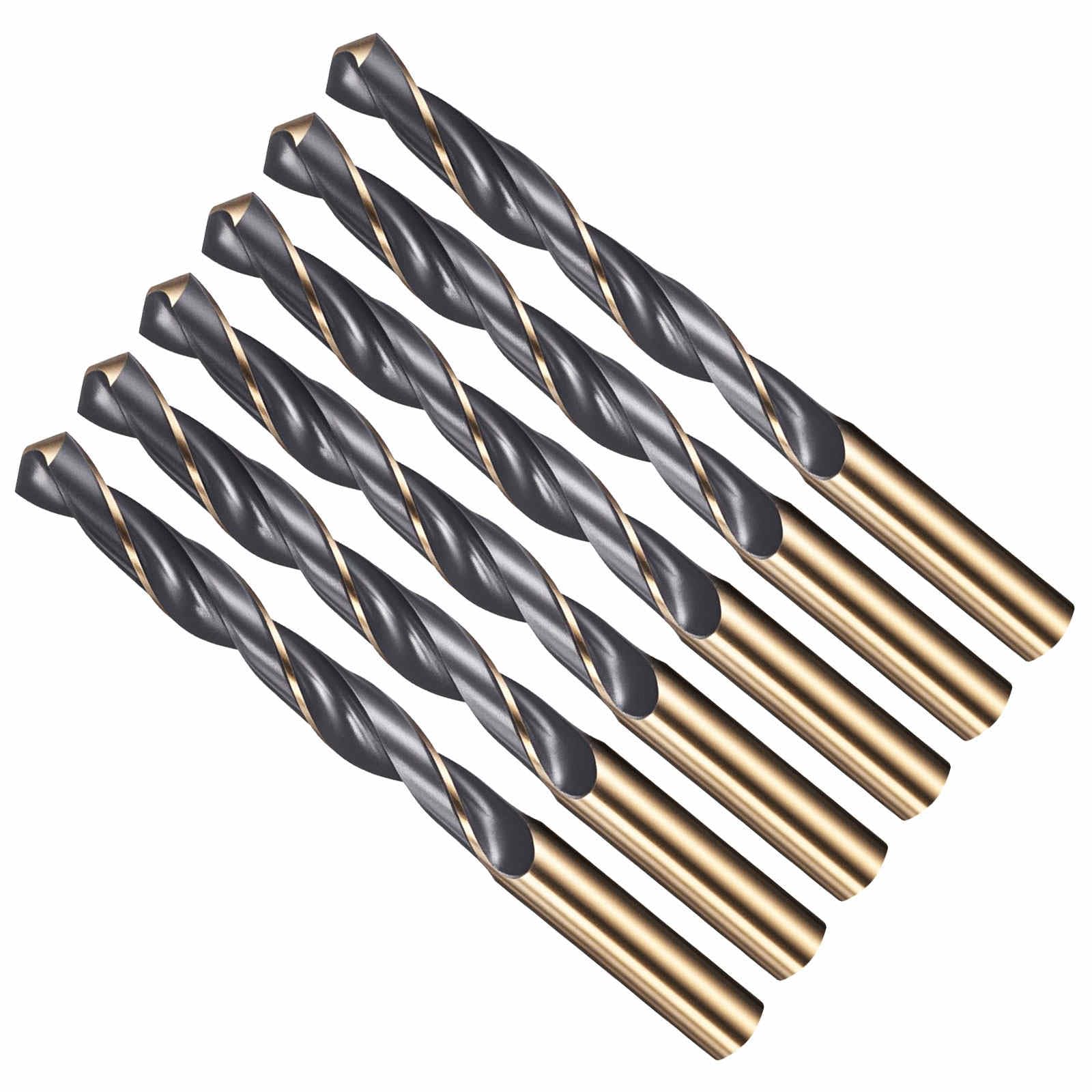 CoCud Drill Bit, 11.5mm Cutting Diameter, 4341 HSS Jobber Bits Gold and Black 118° Cutting Angle - (Applications: for Drilling Plastic Wood Soft Metal), 6-Pieces — image 1