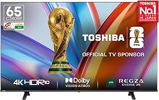 Toshiba 164 cm (65 Inches) 4K Ultra HD Smart LED TV | Dolby Vision Atmos & HDR10+ | Game Mode Plus | AI 4K Upscaling | REGZA Engine ZR | Voice Control | VIDAA OS | 65C380RP (Black)