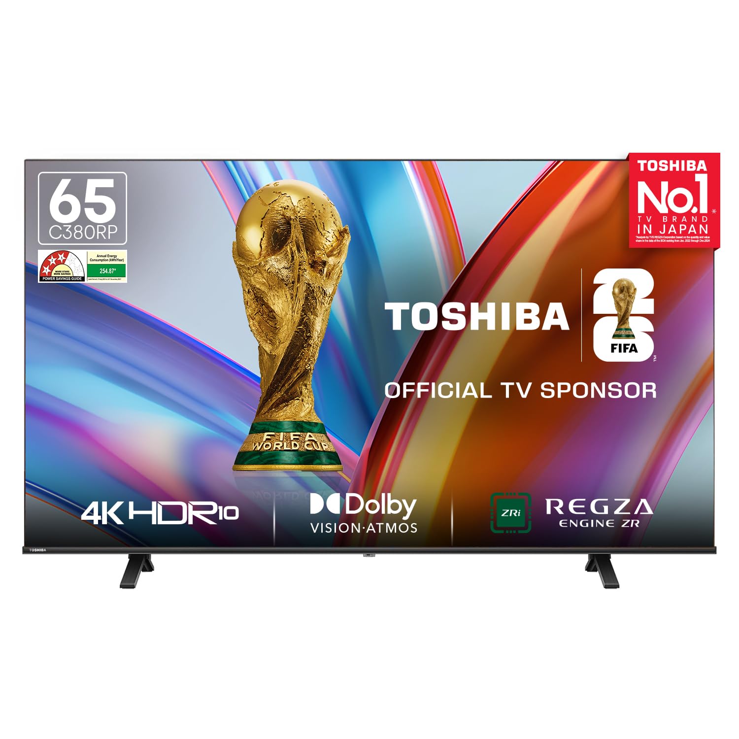 Toshiba 164 cm (65 Inches) 4K Ultra HD Smart LED TV | Dolby Vision Atmos & HDR10+ | Game Mode Plus | AI 4K Upscaling | REGZA Engine ZR | Voice Control | VIDAA OS | 65C380RP (Black)