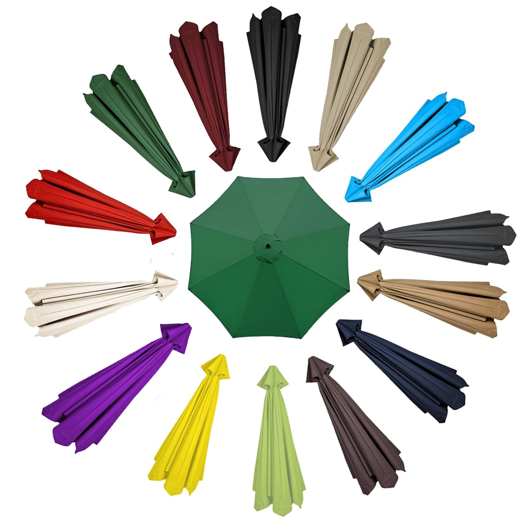 Parasol Replacement Top?Garden Umbrella Canopy Cover?Patio Umbrella Cover Cloth, 6 Arms/8 Arms For 200/230/250/270/300/350cm(Green,6 ribs-270cm/8.8ft)