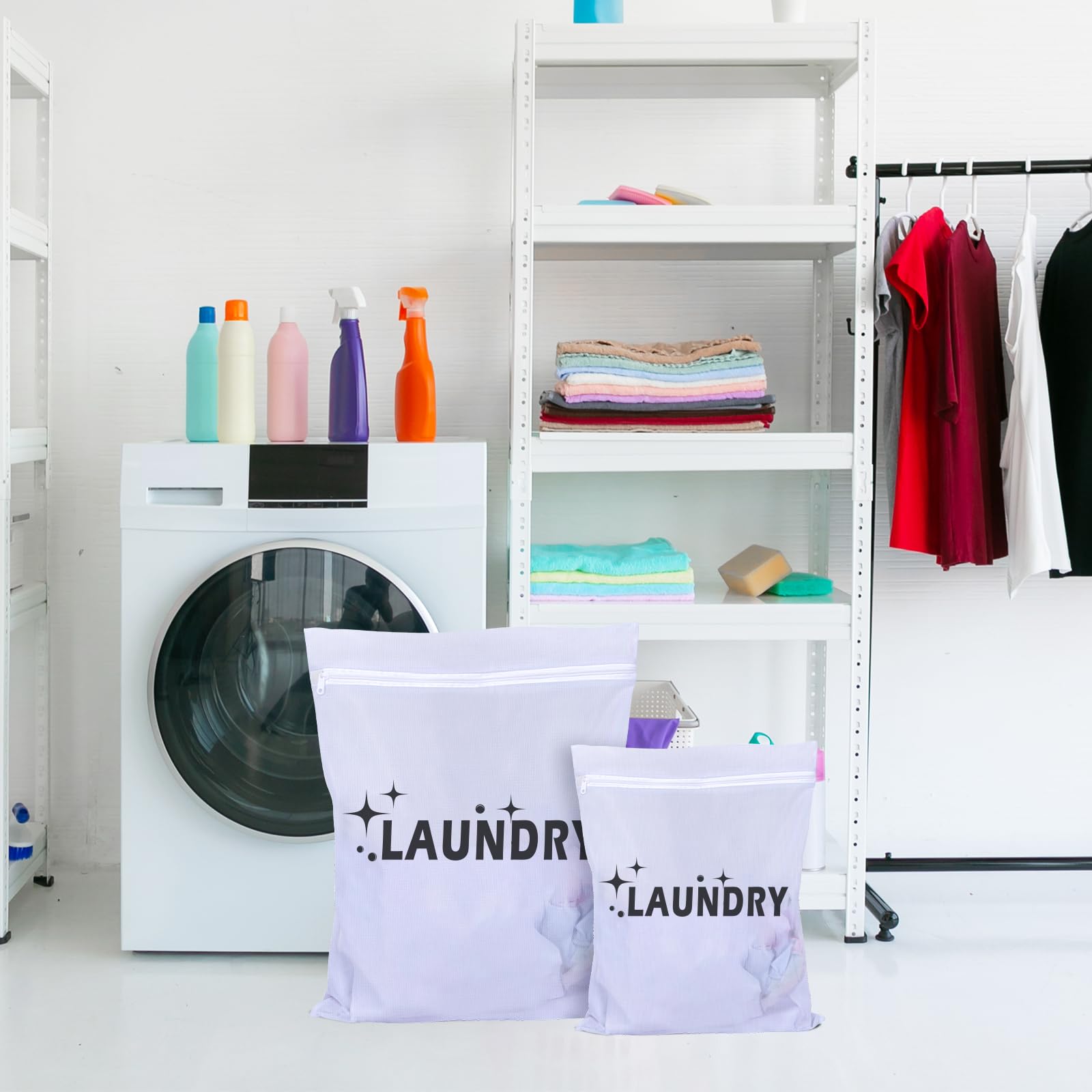 Gradient Color Mesh Laundry Bags for Washing Machine, Reusable Laundry Bag with Zipper, Delicates Washing Bag for Clothes, Underwear, Baby Clothes and Travel