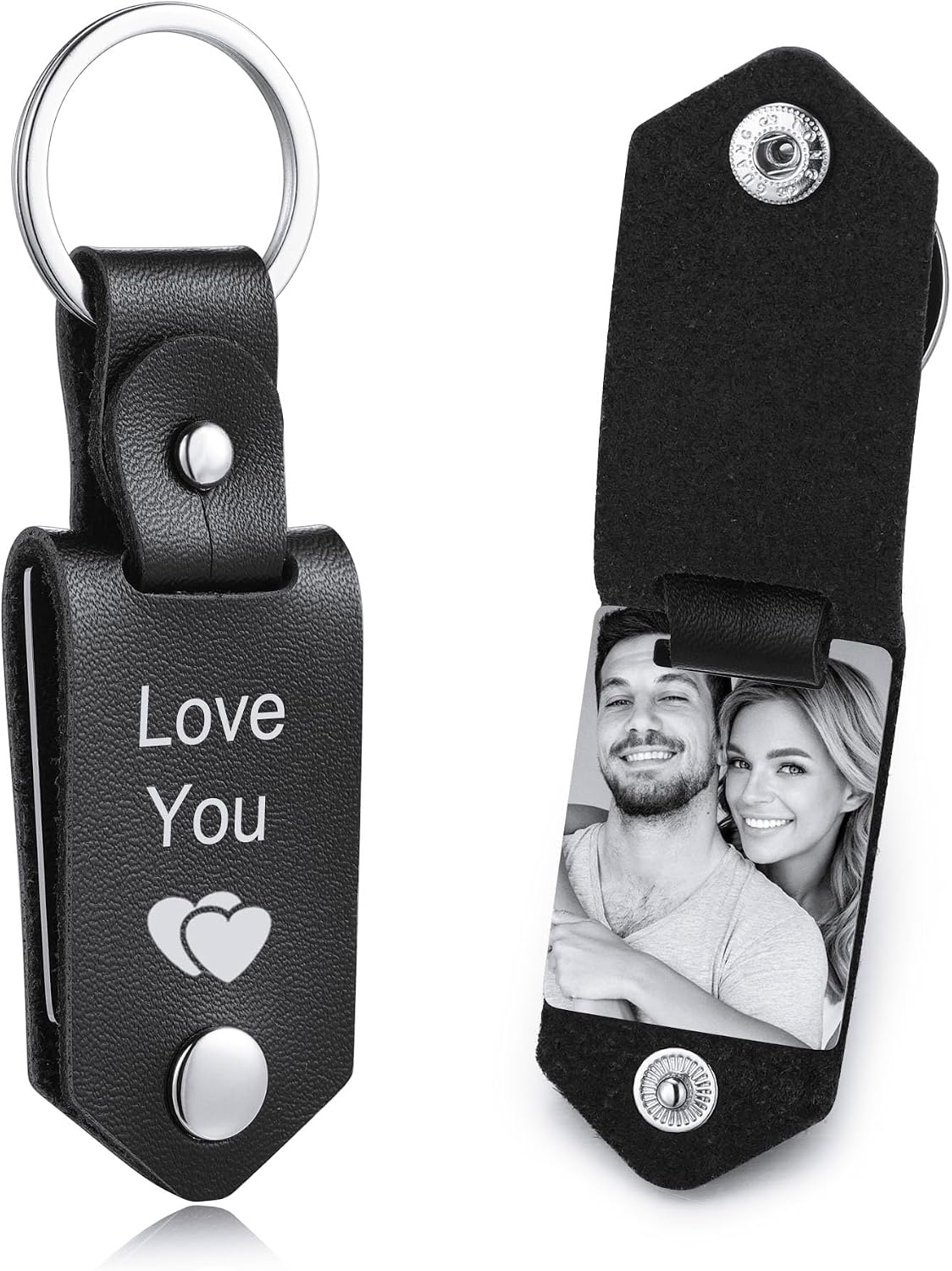 Personalized Leather Keychain Gifts for Men/Boyfriend/Dad/Husband Custom Picture/Date/Name/Calendar/Text Father's Day