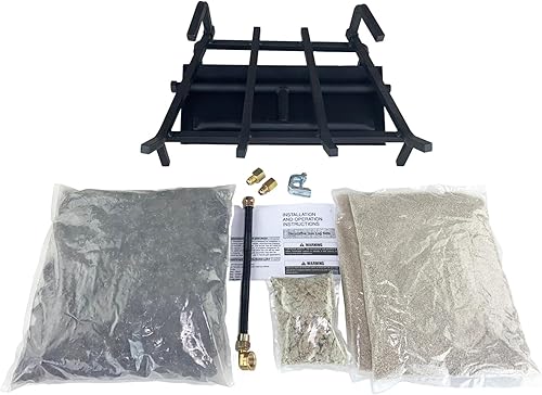 Miniatura 13 de Chimenea de gas LP ventilada de 18 pulgadas, quemador de gas de doble fila resistente con kit de conexión de lujo, vermiculita y brasas brillantes