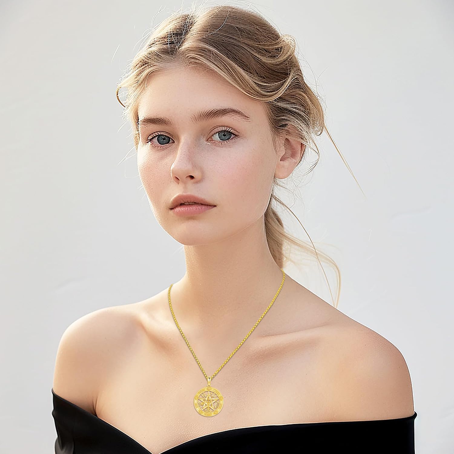 Pentagramm Halskette 925 Sterling Silber Dreifach Mondgöttin Anhänger Keltischer Knoten Anhänger Amulett Schmuck Geschenke für Mütter, Damen uen und Mädchen