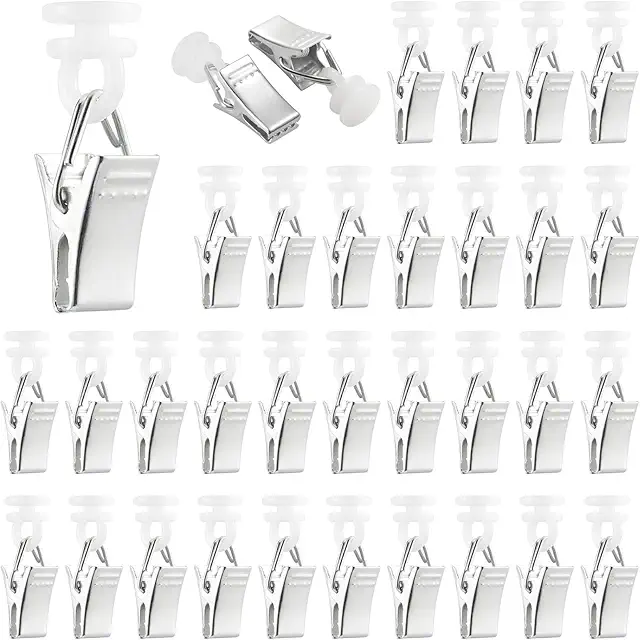60pcs Curtain Clips with Hooks for Rails - Metal Hangers for Curtains and Decorations