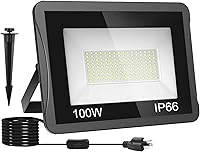Vista 1 de 1 Pack 100W LED Flood Light Outdoor, 10000LM Super Bright Security Light IP66 Waterproof Flood Lights Outdoor, 6000K Daylight White Floodlights for