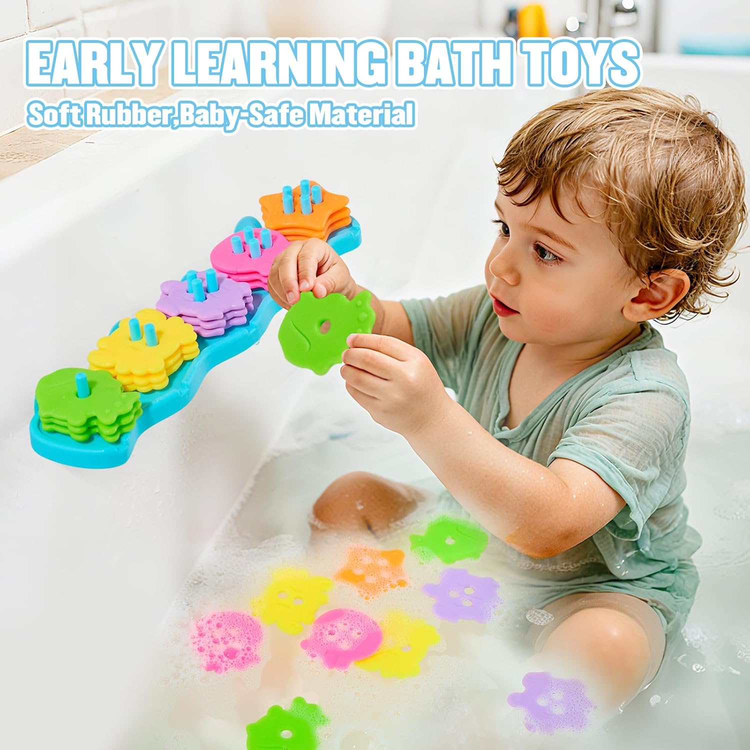 16PCS Baby Bath Toys & 21PCS Soft Rubber Toddlers Bath Toys