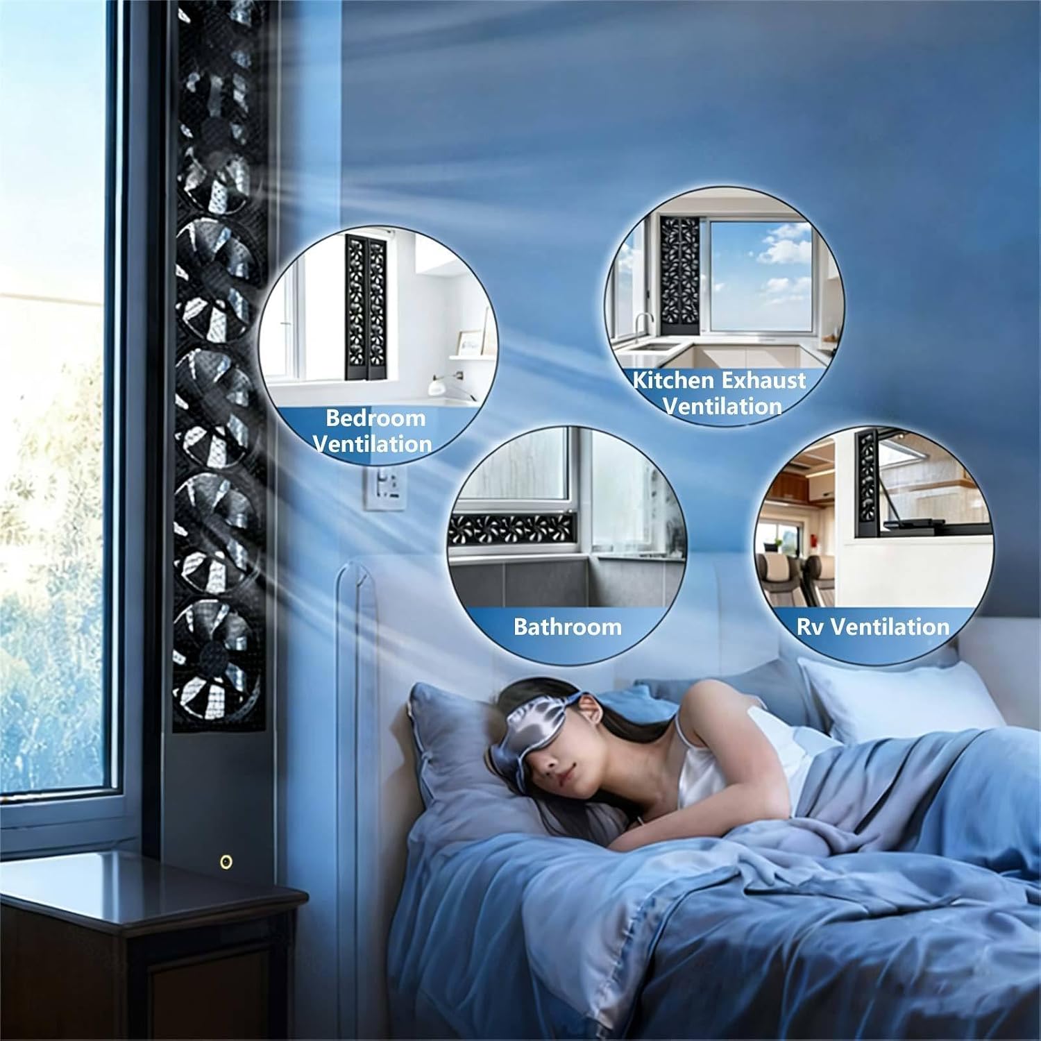 Window Exhaust Fan for Sliding Windows, Adjustable Speed Window Vent Fan, Small Window Fan No Need to Drill Holes embedDed Installation,95-100